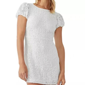 NWT Free People Hailee Lace Mini Dress in White, size L